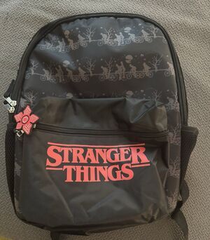 Stranger Things Netflix Black Backpack Demogorgon Zip Laptop Bag RARE